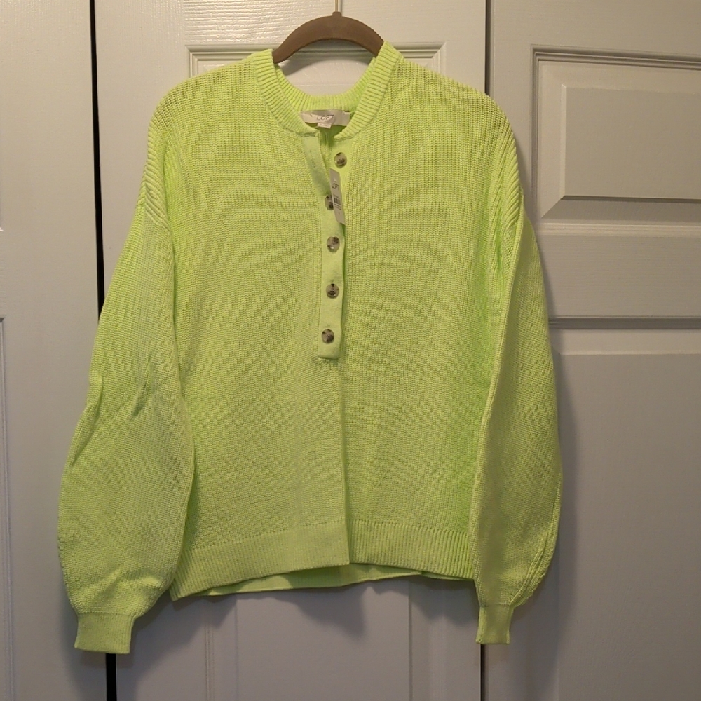 LOFT Neon Henley Sweater